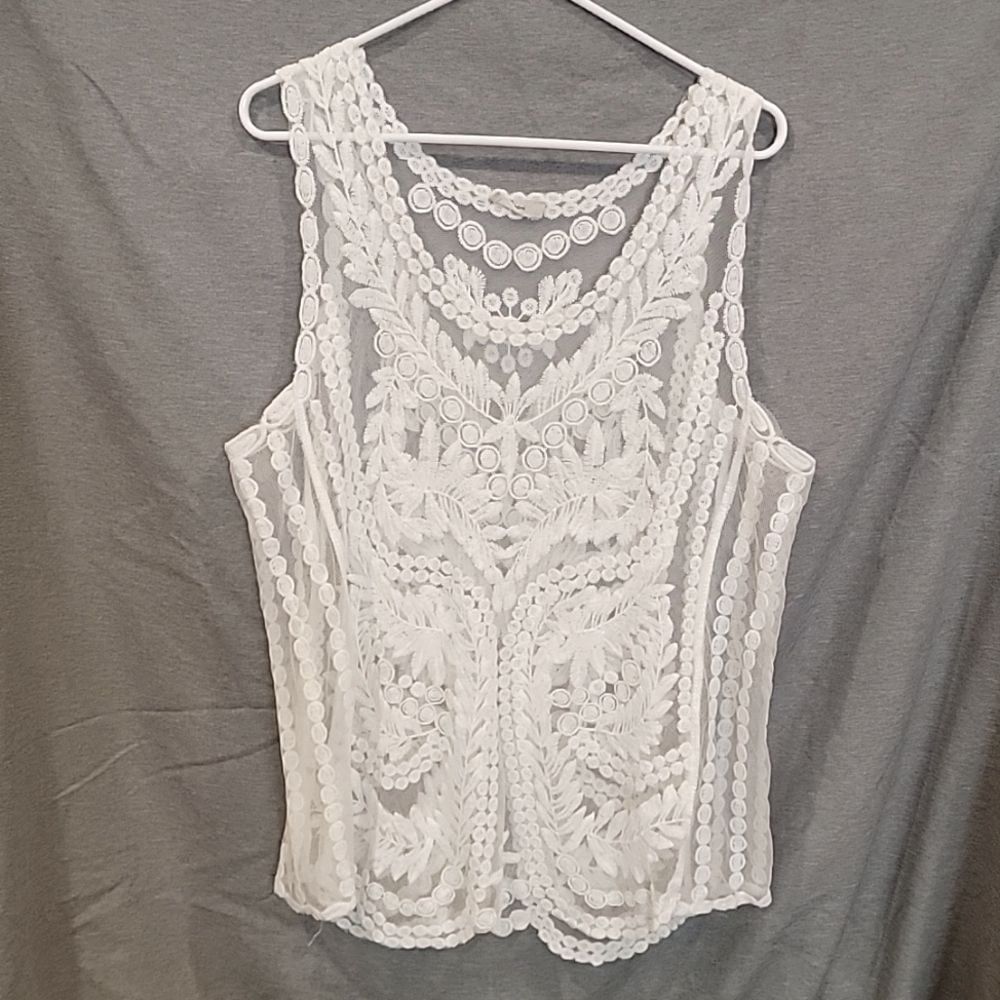 CAPRI embroidered sheer top